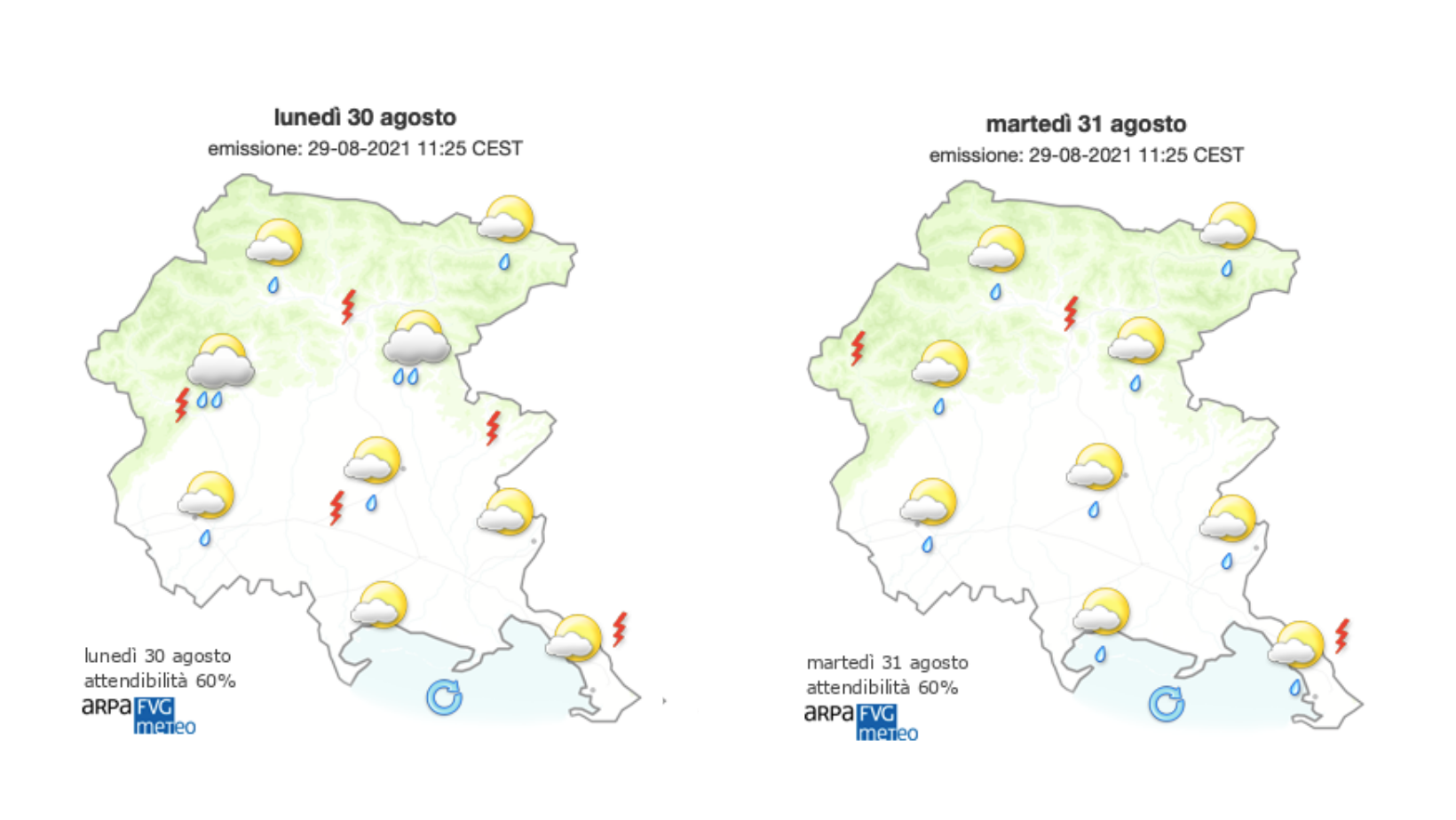 Meteo, sole sulla costa del Goriziano con venti deboli di brezza